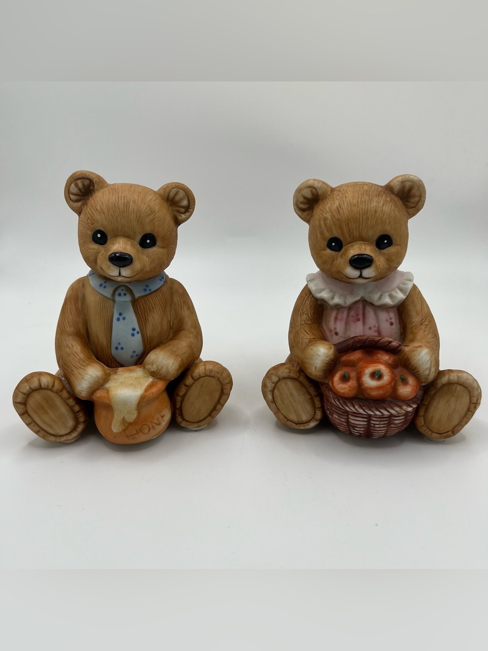 Vintage Enesco Porcelain Teddy Bears Figurines - Set of 2